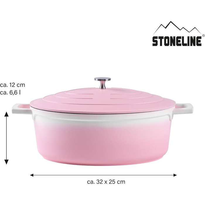 Каструля для запікання з кришкою індукційна 32 см, 6,6 л, лита алюмінієва каструля з покриттям зі справжніх кам'яних частинок, кас