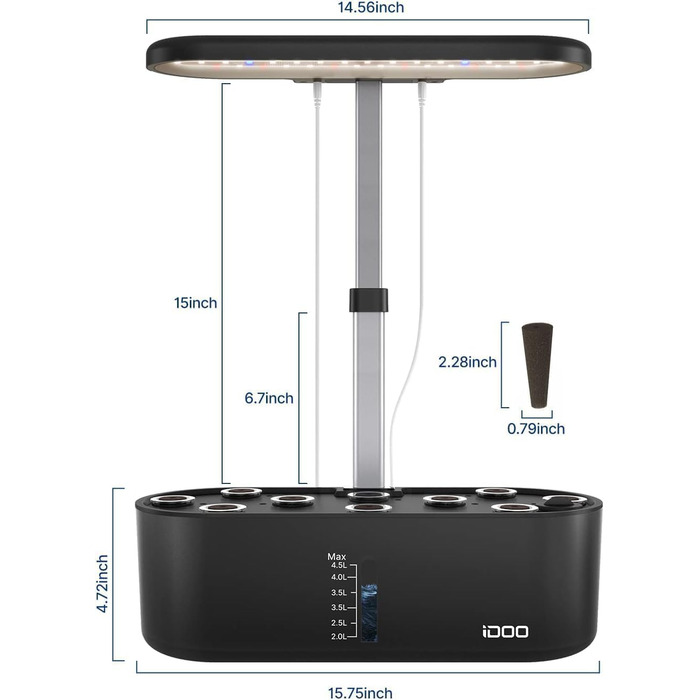 Системи гідропонного вирощування iDOO, світлодіодна лампа для рослин із автоматичним таймером, 10 стручків Smart Garden Indoor Herb Garden Hermination Kit, регульована висота, сигналізація про нестачу води