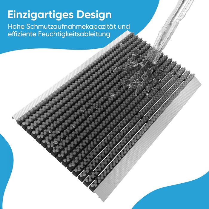 Вуличний алюмінієвий килимок для дверей зі щітками, сірий, килимок для збору бруду 50 x 80 см, вуличний килимок для дверей, алюмінієвий килимок для дверей, килимок для вулиці, скребок для взуття для входу в будинок, килимок для вулиці з щіткою, килимок дл