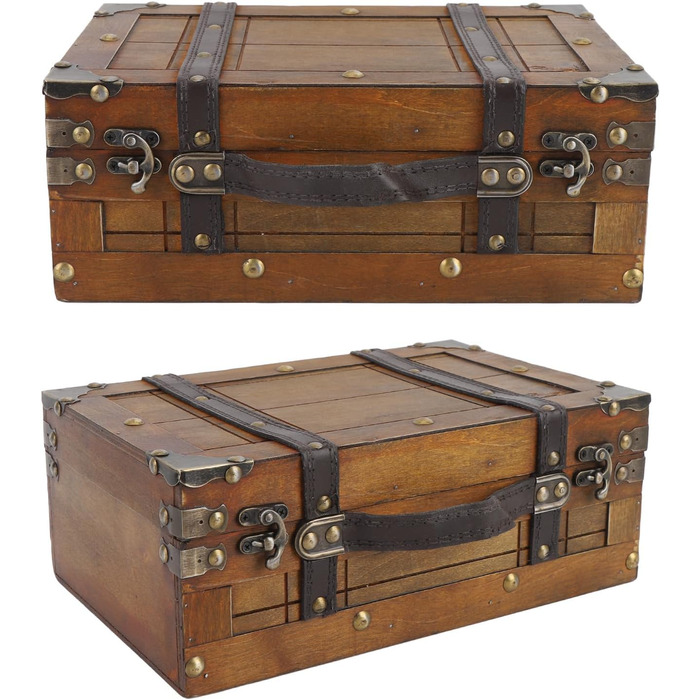 Дерев&39яний футляр для зберігання сумки Taidda у вінтажному стилі, багатофункціональна портативна валіза з потертим виглядом, органайзер для одягу, іграшок, фотореквізиту з сільським дизайном (малий) повсякденний