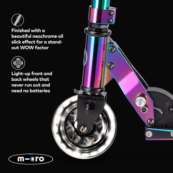 Дитячий самокат MICRO Sprite LED міський самокат зі світлодіодними колесами складне та регульоване по висоті кермо від 5 років. Са