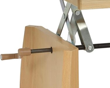 Функціональний журнальний столик Michael, імітація дерева з меламіновим покриттям, декор бука, розсувний 90-142 см, регульована висота за допомогою ручки 52-62 см