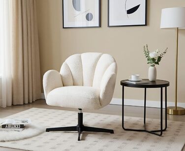 Крісло Chairus для вітальні, обертове м&39яке крісло з підлокітниками, штучне хутро, крісло-реклайнер, сучасне крісло, спальня, балкон (біле)