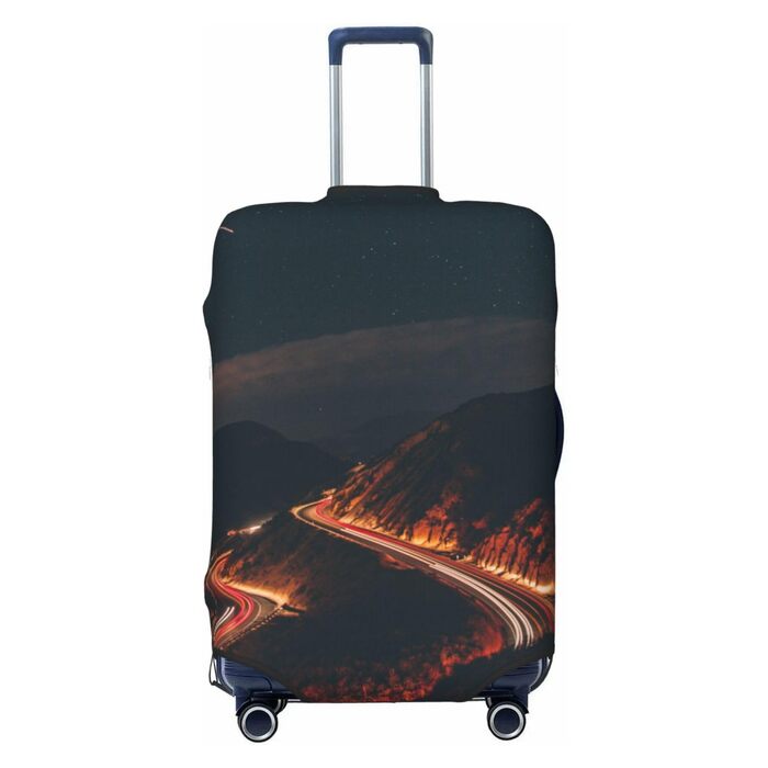 Чохол для валізи Нічне місто з принтом, еластичний захист від подряпин та пилу для подорожей, чорний, розмір 80