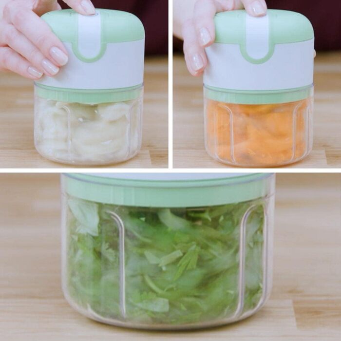 Подрібнювач з USB-портом, міні-кухонний комбайн - Multi-Chopper - Акумуляторна батарея - Crush, Cut & Chop, білий, 3 Seconds Chopper -