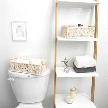 Кошики для зберігання Mkono з макраме, декоративна коробка, ручної роботи, ткана декоративна стільниця, полиця для туалетного бачка, органайзер, бохо, для спальні, дитячої кімнати, вітальні, набір з 2 предметів, кольору слонової кістки