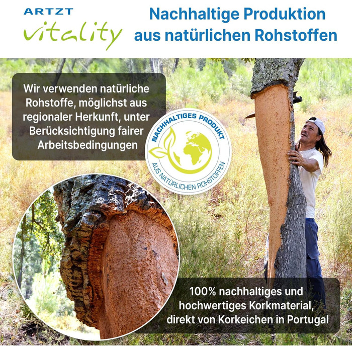 Корковий ролик для фасцій Масажний ролик для фасцій, виготовлений зі 100 корку Екологічний та антибактеріальний Масажний ролик для фасцій Корковий ролик, виготовлений у Португалії, бежевий, 30 x 10 см