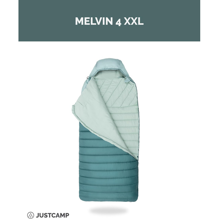 Спальний мішок Justcamp Melvin XXL 4 для дорослих, кемпінговий спальний мішок 3 сезони, м&39ятний