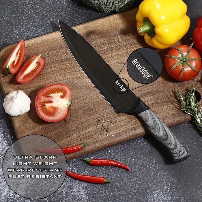 Кухарський ніж кухонний ніж 20 см професійний ніж з німецької нержавіючої сталі з гострим лезом та ергономічною ручкою ПП чохол, н