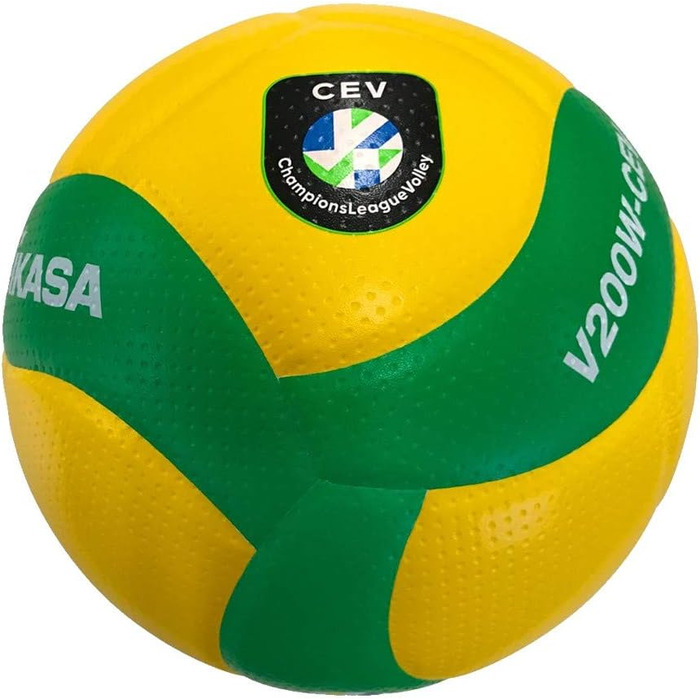 Волейбольний м'яч Mikasa V200W-CEV, Змагальний (CEV Official Game Ball), Розмір 5, Технологія Dimple, Жовто-Зелений