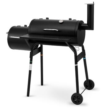 Гриль-коптильня Tepro BBQ Smoker Wichita, 2 камери для приготування, з колесами та термометром у кришці, чорний, розміри прибл. 112 x 63 x 116,5 см