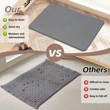 Килимок для ванни з каменю, діатомовий килимок для душу, швидковисихаючий килимок для душу, нековзний, абсорбуючий килимок для ванної кімнати, для підлоги у ванній кімнаті, кухонних стільниць, посуду, рослин або домашніх тварин, темно-сірий