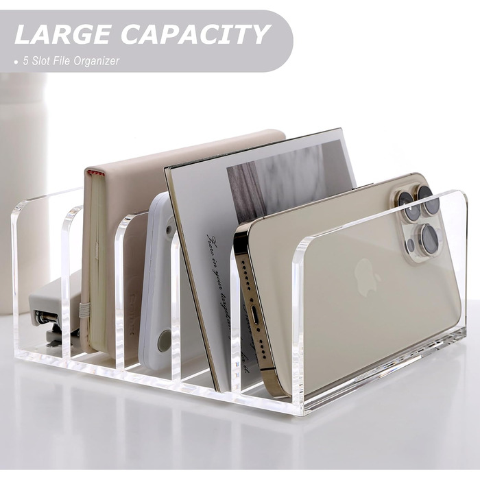 Тримач для листів SANRUI настільний, органайзер для листів з 5-мм акрилу, прозорий тримач для листів для офісу, сім&39ї, домашнього офісу, 5 відділень, легко миється, розміри В 7,5 x 16 x 15 см, модульний, стабільний та компактний