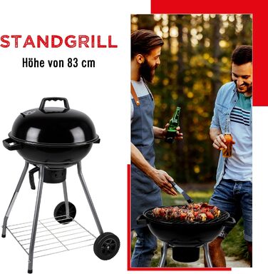 Набір для барбекю з кришкою - Вугільний гриль з попільником - Кулястий гриль діаметром 45 см