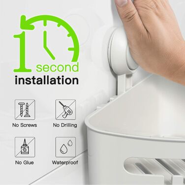 Присоска для зберігання, кошик для душу без кутової полиці для свердління, полиця для душу багаторазового використання 1000 разів, організація кухні, ванної кімнати, шампунь, офіс, балкон, вантажопідйомність 10 кг полиці для душа