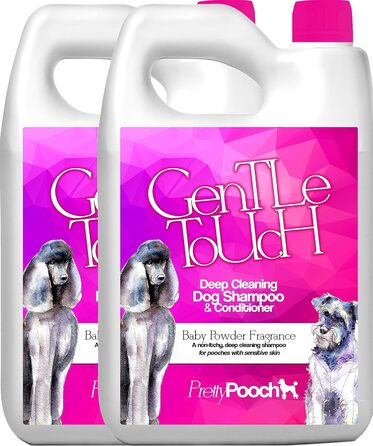 Шампунь та кондиціонер Pretty Pooch Gentle Touch для собак, професійний шампунь глибокого очищення для собак з чутливою шкірою, що не викликає свербежу (4 л, аромат дитячої присипки)