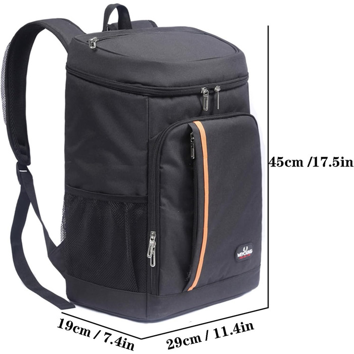 Рюкзак-холодильник 28 л, утеплений рюкзак для пікніка, велика сумка-холодильник для чоловіків та жінок, для пікніків/барбекю/кемпінгу/прогулянок/шопінгу (чорний)