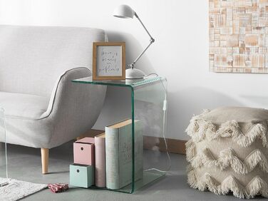 Журнальний столик Beliani, скло, прозорий, C-подібна форма, 40x61 см, сучасний, простий, Lourdes