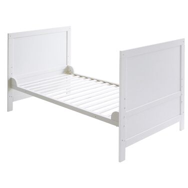 Дитяче ліжко roba Combi 70 x 140 - Ліжечко з 3 регулюваннями висоти - 3 знімні перекладини - Трансформоване дитяче ліжко в юніорське ліжко - Біле дерево