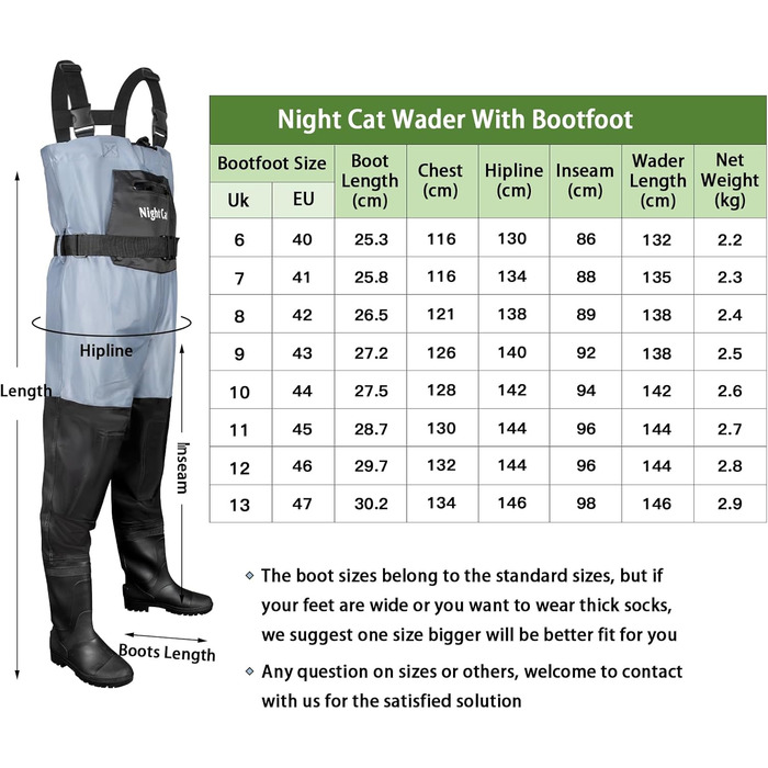 Вейдерси Night Cat для чоловіків та жінок, водонепроникні та дихаючі вейдерси для перехресного плавання, сині, UK 10/EU 44