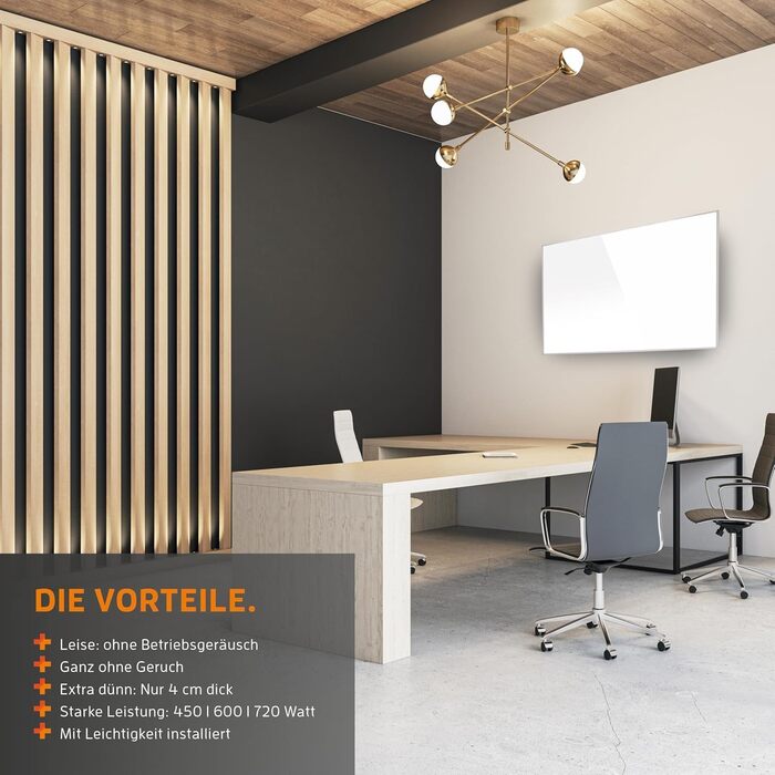 Інфрачервоний обігрівач KAISER 600 Вт - Нагрівальна панель з підставкою та РК-дисплеєм - Настінний та стельовий монтаж або портативний - Енергозберігаючий електричний обігрівач з термостатом та пультом дистанційного керування - для вітальні, ванної кімнат