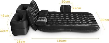 Надувний матрац Dioche для автомобіля, заднього сидіння, з насосом, дорожній килимок, для відпочинку, сну, походів (чорний)