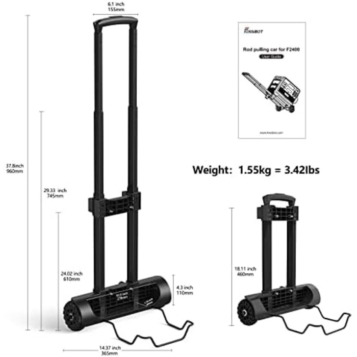 Складаний ручний візок FOSSiBOT F2400 Портативна електростанція Спеціальний візок Плоский автомобіль з колесами Складаний Легкий Т