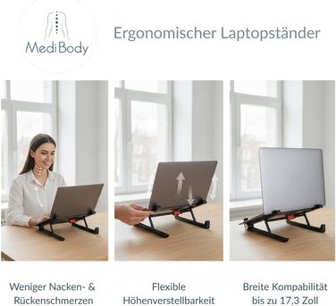 Підставка для ноутбука регульована та складна ергономічна підставка для робочого столу та домашнього офісу, з антиковзким покриттям, для ноутбуків до 17,3 дюймів