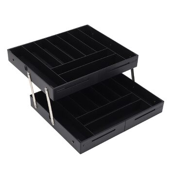 Багаторівневий розширюваний органайзер для столу, шухляда, яку легко чистити, складний лоток для зберігання, міцний матеріал для акуратного зберігання різних предметів (чорний)