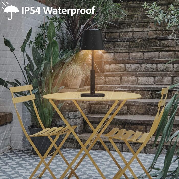 Акумуляторна настільна лампа Світлодіодний бездротовий сенсорний вимикач для приміщень/на вулиці з можливістю затемнення IP54 водо