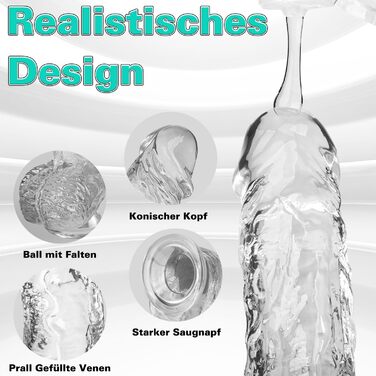 Реалістичний фалоімітатор з сильною присоскою, фалоімітатор для початківців Wakelust 18 см зі справжніми венами та пухкими яєчками, секс-іграшка для жінок та чоловіків, м&39який силіконовий анальний фалоімітатор-репліка пеніса (прозорий) 7-