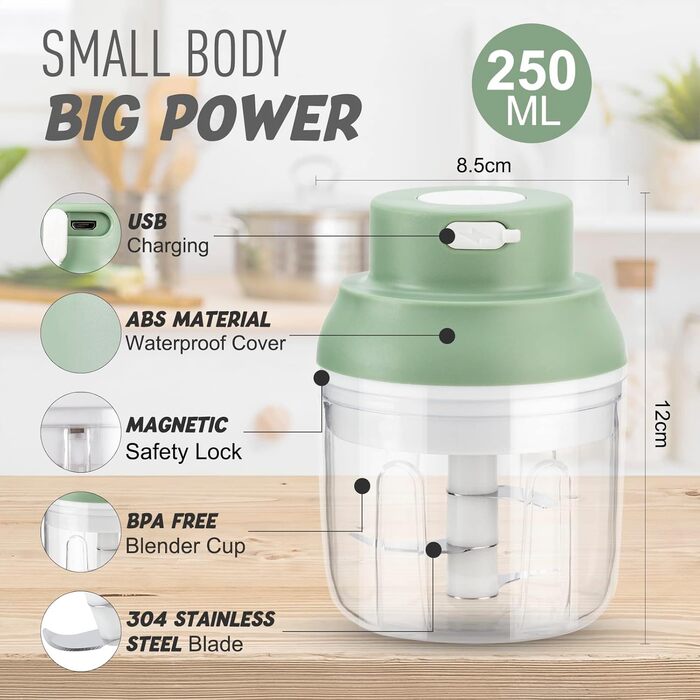 Електрична овочерізка 250 мл подрібнювач цибулі, мультиподрібнювач цибулерізка, подрібнювач їжі, кухонні аксесуари для овочів, фру