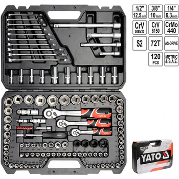 Набір торцевих головок 1/4', 3/8 та 1/2120 шт., 38801