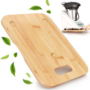 Розсувна дошка Thermomix для Monsieur Cuisine Smart виготовлена з бамбука та універсальних коліс на дні та гумових ніжках для легкого переміщення без пошкодження ваг, 6 TM5