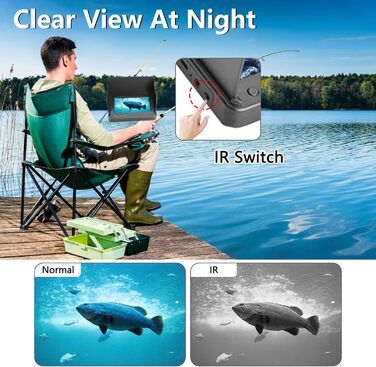 Підводна рибальська камера Fish Finder, 5000 мАг, з інфрачервоним нічним баченням, водонепроникність IP67, з екраном 10 см, для льоду, річки та човна