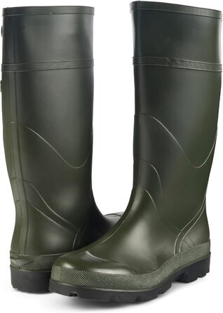 Чоловічі гумові чоботи JUJU Водонепроникні гумові чоботи до коліна Міцні чоботи з ПВХ Універсальні гумові чоботи для чоловіків, розмір 39 1/3 EU, зелені