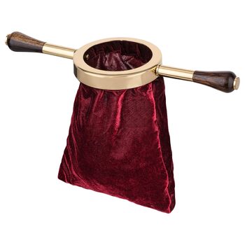Оксамитовий мішок для збору пожертв бордового кольору, Ø 13 см, з дерев&39яною ручкою та латунним кільцем високоякісний мішок для збору пожертв для церкви або збору пожертв від MaMeMi Premium
