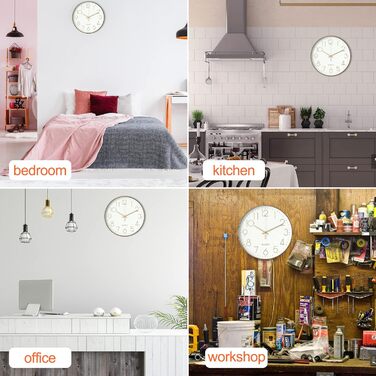 Настінний годинник Uootach, 30 см (12 дюймів), сучасний настінний годинник (білі чорні символи)