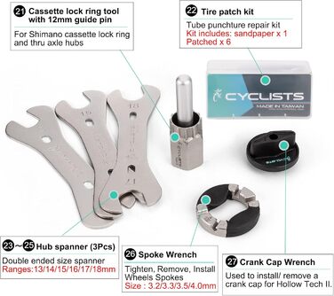 Набір велосипедних інструментів із 27 предметів для ремонту гірських/шосейних велосипедів з футляром для зберігання