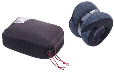 Подушка для шиї Troika Business у поліестеровому компресійному чохлі, що згортається, колір сірий/чорний, постійно стабільна розмірна стійкість, BBG61/GY