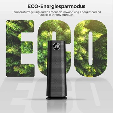 Тепловентилятор EasyAcc, тихий електричний керамічний PTC нагрівач із шумом 40 дБ, термостат, захист від перегріву та перекидання, 2000 Вт, 24-годинний таймер, електричний обігрівач для спалень - чорний