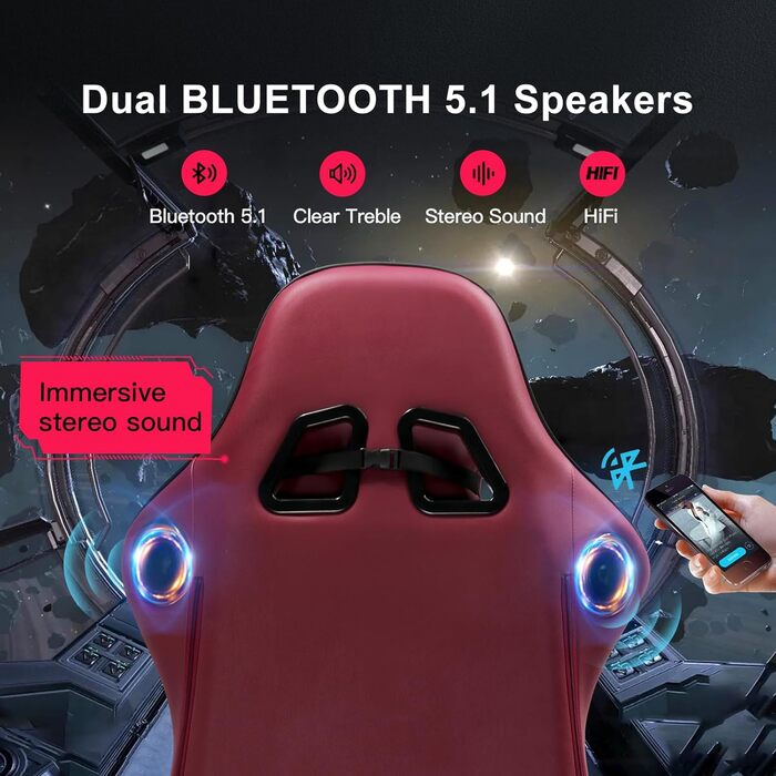 Ігрове крісло GTPLAYER, ергономічне ігрове крісло, крісло для столу, гоночне крісло для ПК з підставкою для ніг, динаміки, музика, офісне крісло, витримує до 150 кг