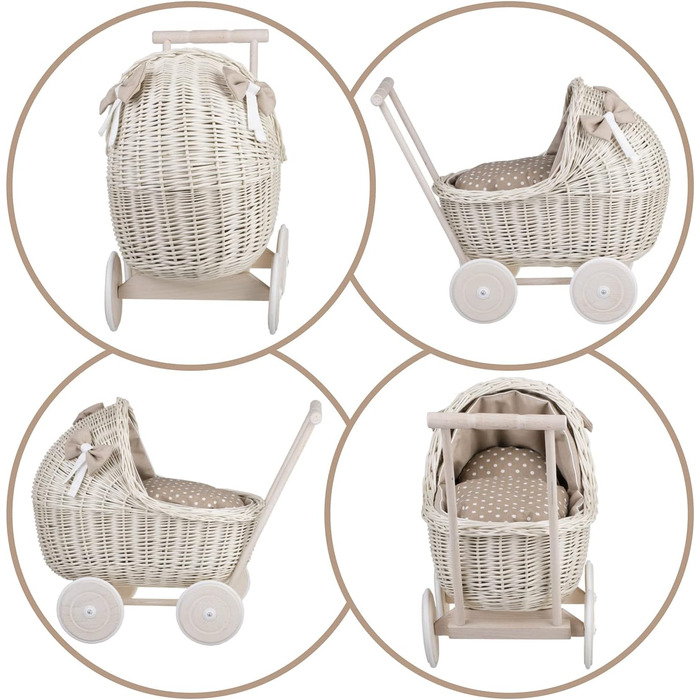 Плетені коляски для ляльок з постільною білизною ідеальна ідея для подарунка плетені коляски для ляльок красива іграшка з лози пле