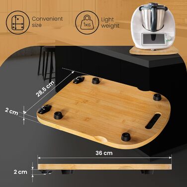 Розсувна дошка Denex для Thermomix TM6 TM5 - Високоякісний планер з преміального бамбука для Thermomix, -Дерев'яний планер Thermomix Ковзна дошка- Рулонна дошка для аксесуарів Thermomix TM6 TM5 Підкладкова дошка