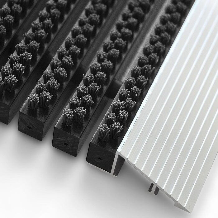 Килимок для вхідних дверей KARAT для використання всередині та зовні приміщень - Стійкий до іржі та атмосферних впливів - Килимок для вхідних дверей - Професійний килимок для входу - Щітка (60 x 90 см, алюмінієва рамка - чорний) Алюмінієва рамка - чорний 