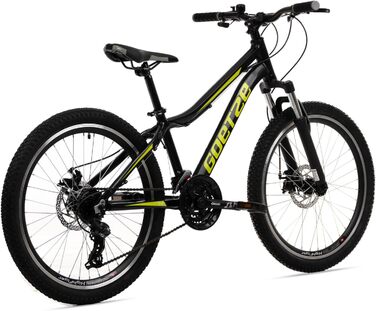 Дитячий гірський велосипед Goetze Define Junior 24 дюйми Перемикач швидкостей на 21 швидкість Алюмінієва рама Амортизаційна вилка Передні та задні дискові гальма Для віку 814 років 90 попередньо зібраний Чорний Лаймовий