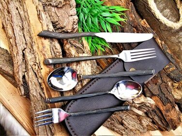 Звичайний середньовічний набір столових приборів, ковані вручну середньовічні столові прибори MAQ1978