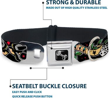 Нашийник Buckle-Down Lucky Black, багатокольоровий, ширина 2,5 см, для обхвату шиї 38-66 см, розмір L (DC-W31238-L)