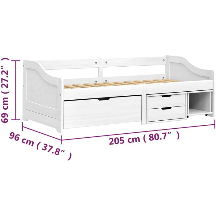 Дитяче ліжко Festnight з 3 шухлядами, ліжко з місцем для зберігання, дитяче ліжко Senta, молодіжне ліжко, ліжко 90x200, сосна натуральна, кушетка, гостьове ліжко, односпальне ліжко з шухлядами, функціональне ліжко, двоярусне ліжко, білий колір 90x200 см, 