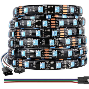 Схожий на WS2815) RGB програмована світлодіодна стрічка 5050SMD1934 IC 5M 60 світлодіодів/м 300 світлодіодів Dream Color Світлодіодна стрічка DC12V чорна друкована плата IP65 водонепроникний проект своїми руками для прикраси будинку, 1934 (